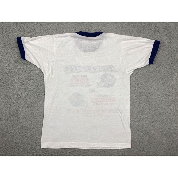 Vintage Super Bowl XXI Ringer T Shirt Mens Large Giants Broncos Single Stitch - Picture 9 of 9